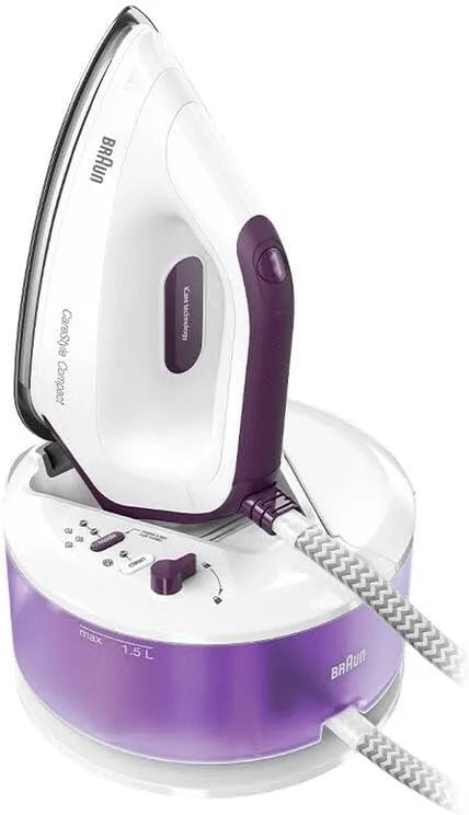 Braun IS2144VI Centrale Vapore, CareStyle Compact, FlussoVapore 125 g/min, Colpo Vapore 420 g/min, FreeGlide 3D, Suola Eloxal Plus, Viola, 6 bar