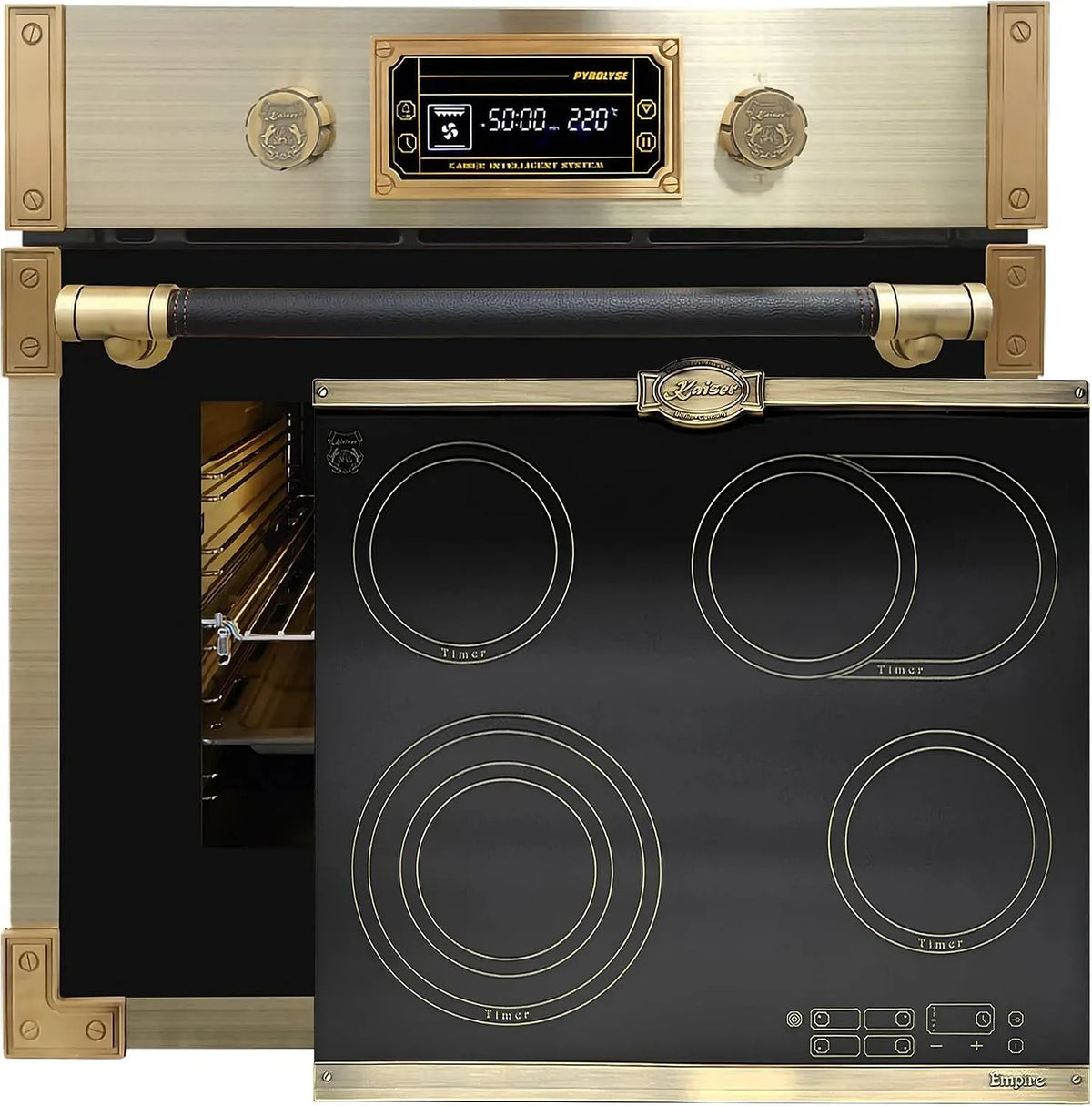 Piano cottura in vetroceramica EH 6427, 73 L, da incasso, Kaiser Forno a pirolisi AD+KCT 6185 IEm, 4 QickHeat