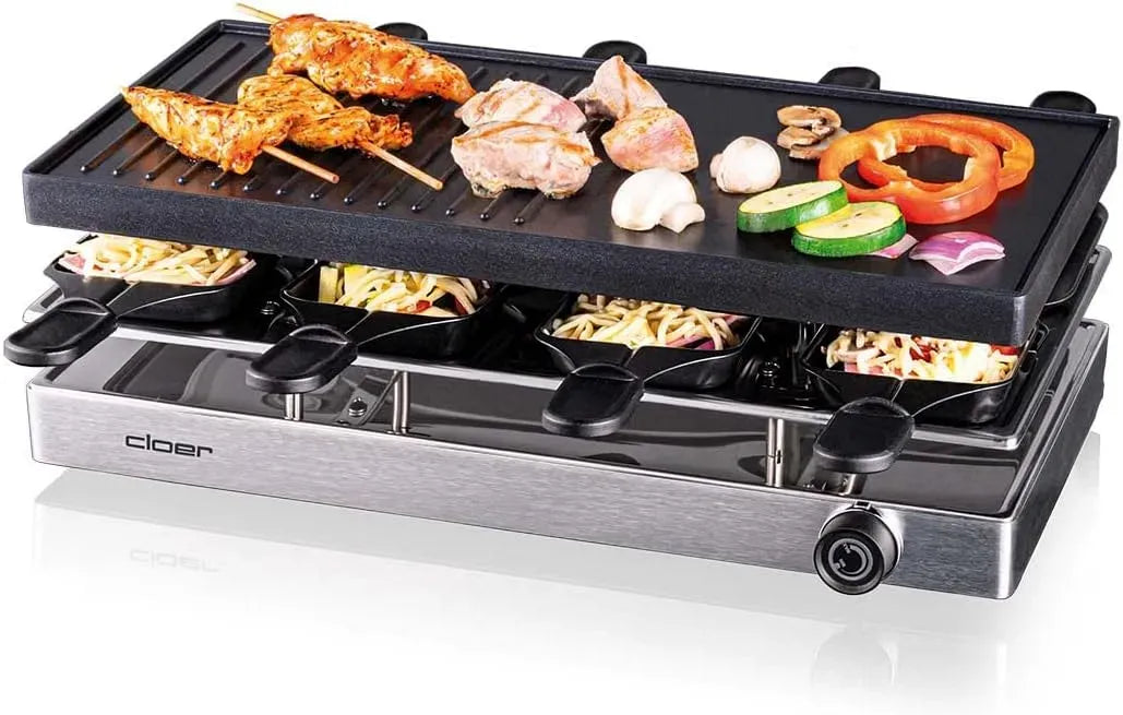 Griglia, Piastra, 1200 W, rivestimento antiaderente, plastica, alluminio, per Raclette con Piastra in Alluminio Pressofuso
