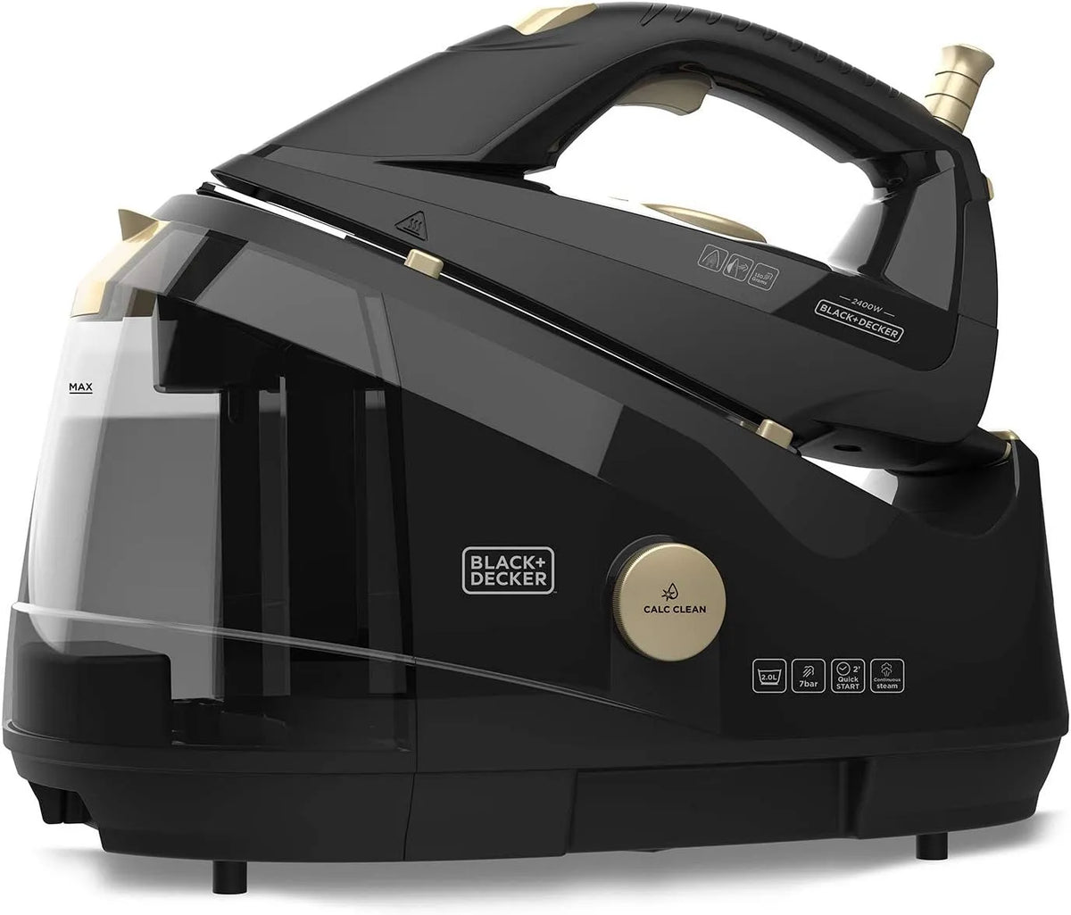Black+Decker BXSS2400E 150g/min Piastra, ferro da stiro elettrico, 2400 W, 150 g, 45 g, vapore, nero