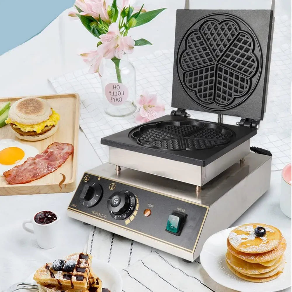 Macchina per waffle, griglia, piastra elettrica per waffle, 1750 W, timer, professionale, per waffle elettrica a forma di cuore