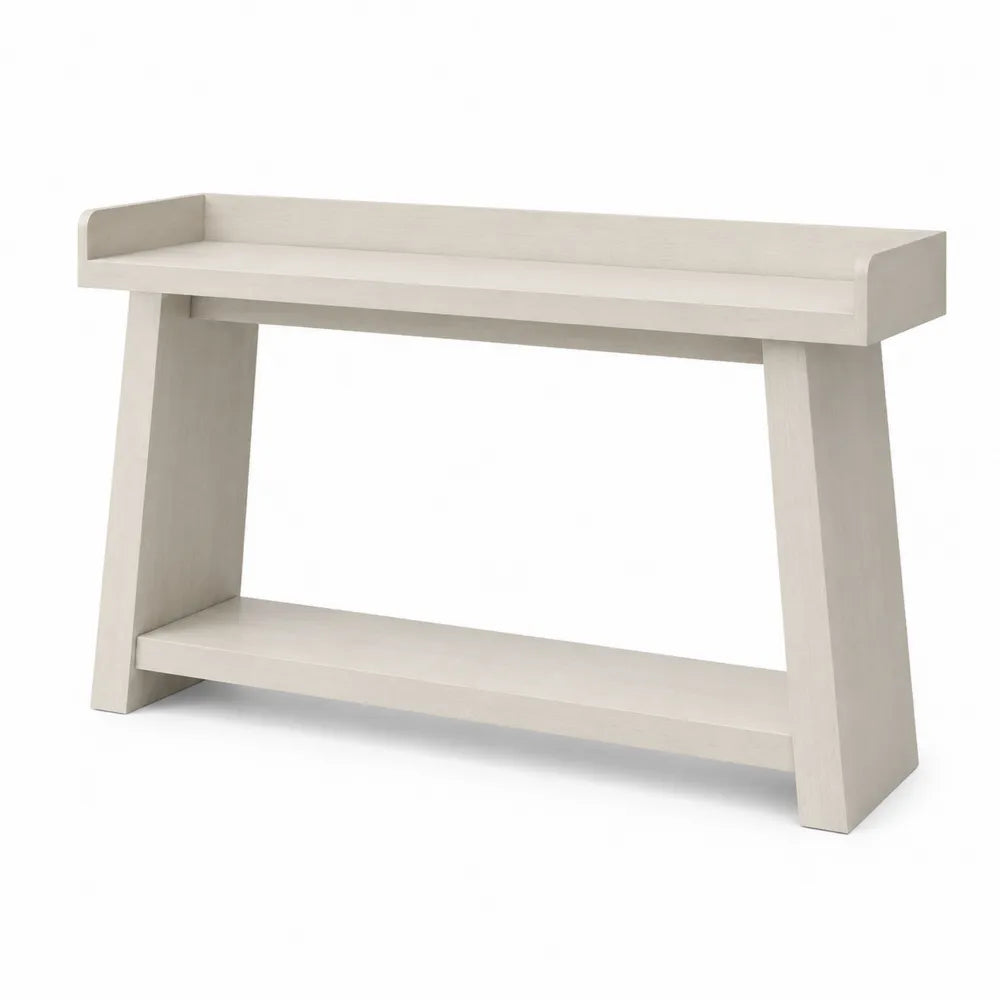Tavolo consolle 120 cm x 35 cm x 80 cm in MDF colore beige legno con ripiano inferiore struttura minimalista