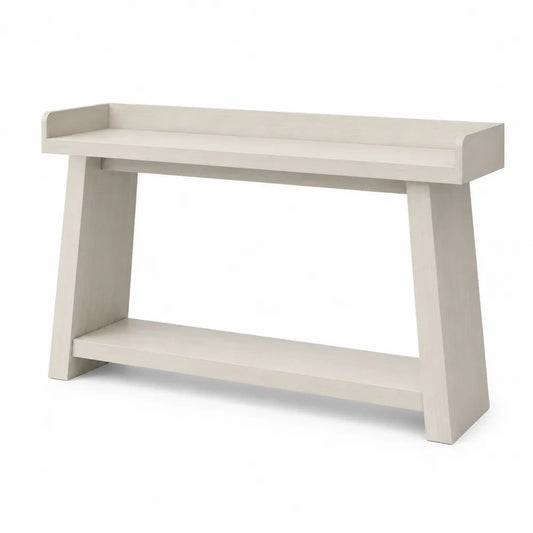 Tavolo consolle 120 cm x 35 cm x 80 cm in MDF colore beige legno con ripiano inferiore struttura minimalista