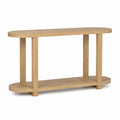 Consolle soggiorno in rovere chiaro MDF con ripiano inferiore struttura in legno 120 cm x 35 cm x 80 cm