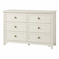 Cassettiera 120 cm x 40 cm x 80 cm in MDF bianco con 6 cassetti e maniglie in metallo dorato
