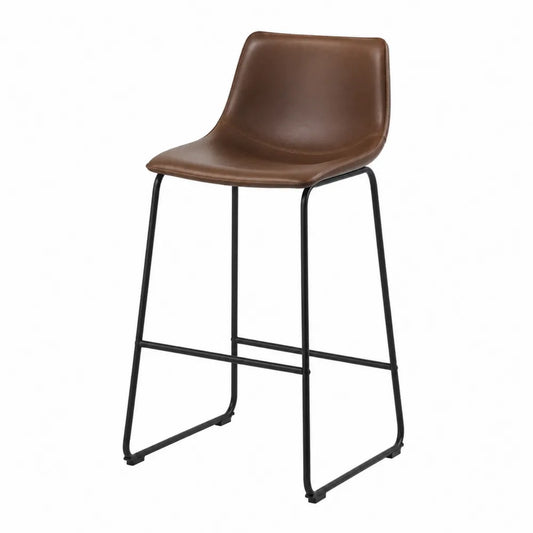 Sgabello da bar con schienale seduta in pelle sintetica PU struttura in acciaio verniciato nero gambe in metallo con poggiapiedi 105 cm x 45 cm x 50 cm marrone nero