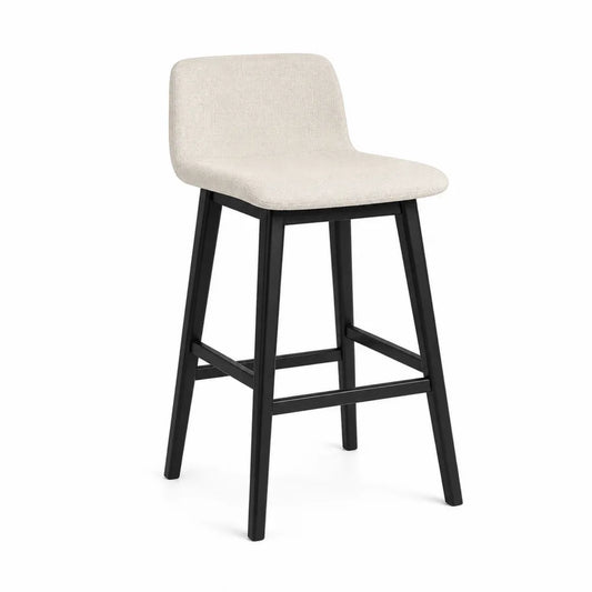 Sgabello da bar con schienale seduta imbottita tessuto poliestere struttura in metallo nero seduta beige 95 cm x 45 cm x 50 cm