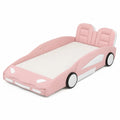 Letto per bambini a forma di auto 200 cm x 120 cm x 110 cm in MDF rivestito in similpelle PU rosa bianco nero con rete a doghe e testiera imbottita
