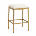 sgabello da bar senza schienale seduta imbottita in tessuto poliestere struttura in acciaio finitura oro altezza 65 cm beige 40 cm x 40 cm