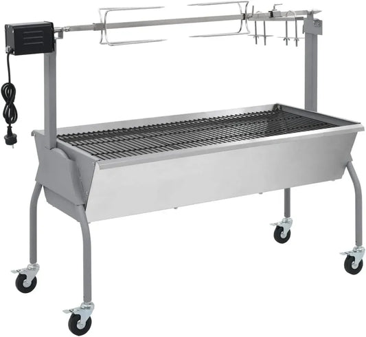 Barbecue, 128,8 x 55,1 x 100,5 cm, per carne, Barbecue da macellaio con azionamento elettrico