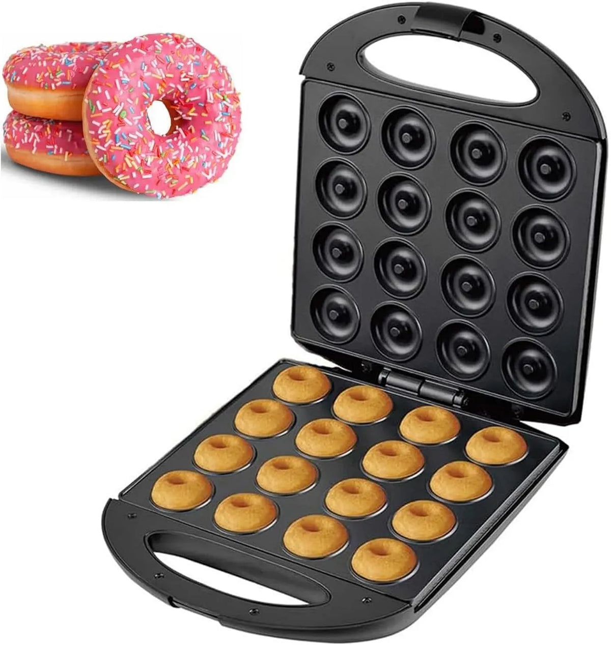 Macchina per ciambelle, 16 cavità, donut maker, professionale, rivestimento antiaderente, diametro foro 4,5 cm