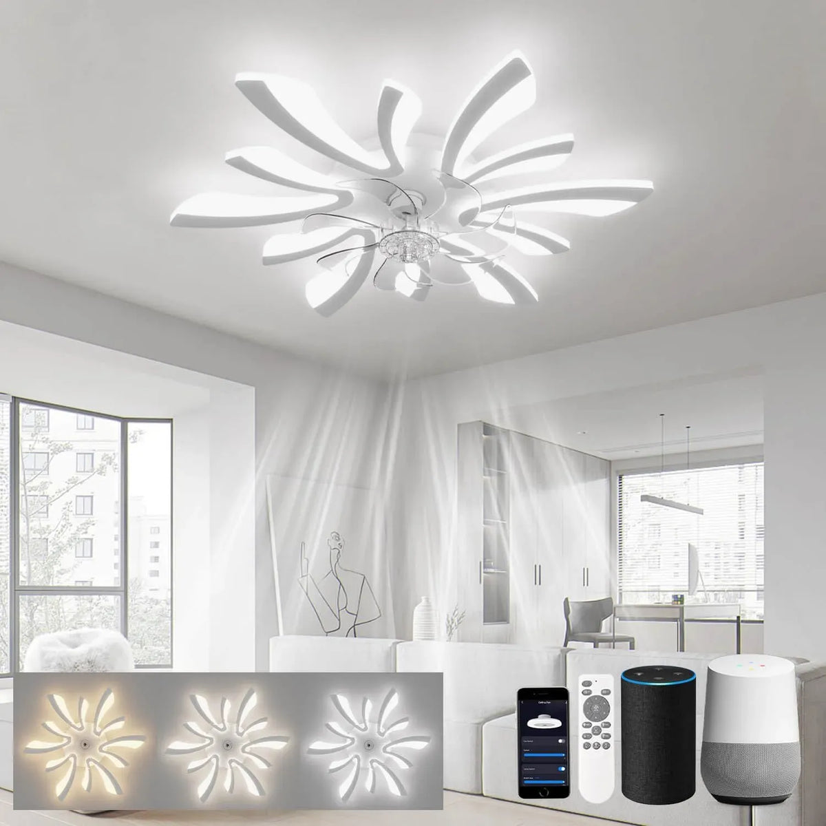 Ventilatore, 78cm, LJX, timer, decorazione del soggiorno, bianco