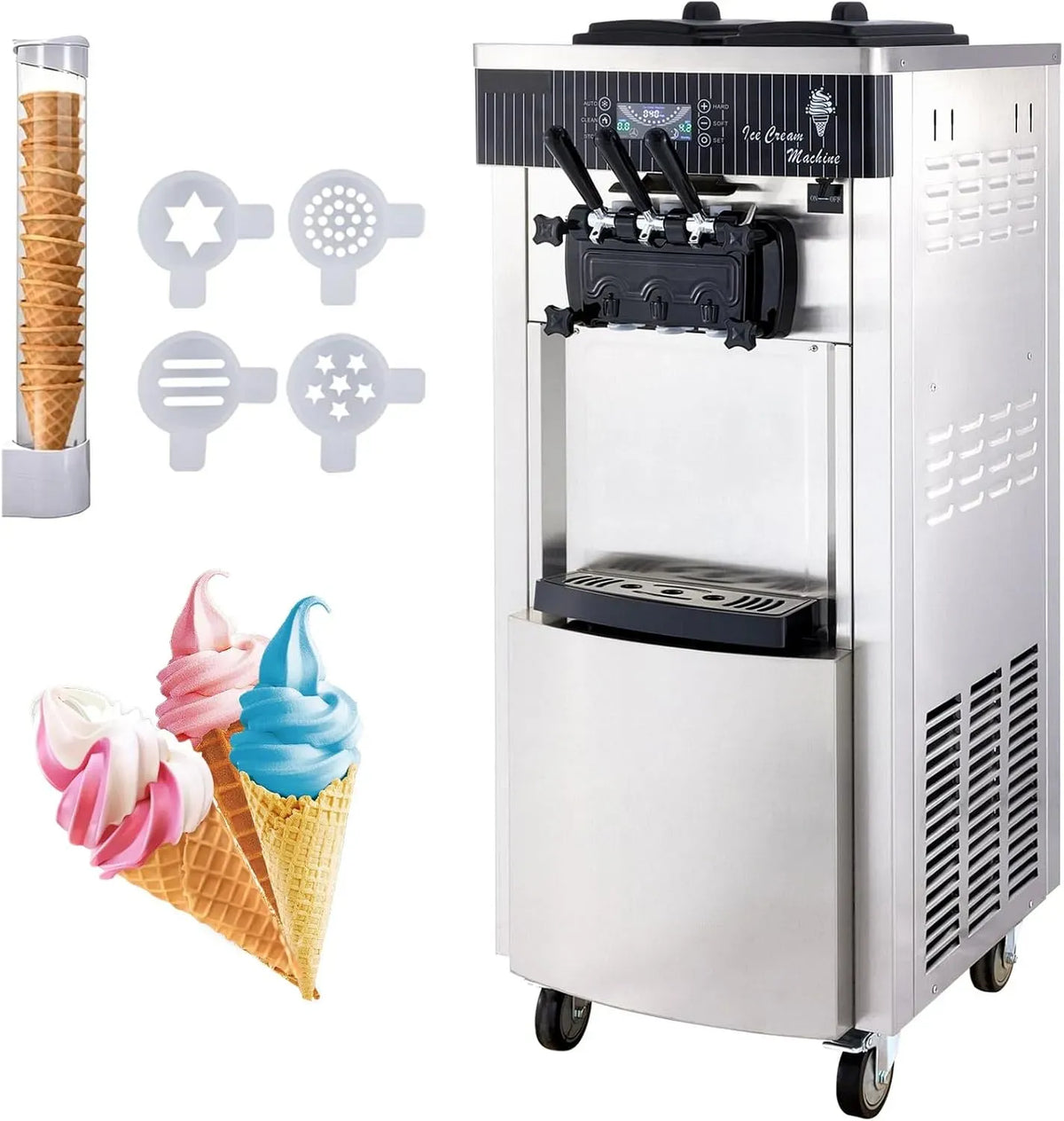 H 3 20-28L/H Macchina Per Gelato, macchina per gelato e sorbetto, 2200 W, display LCD, professionale, per Gelato Soft