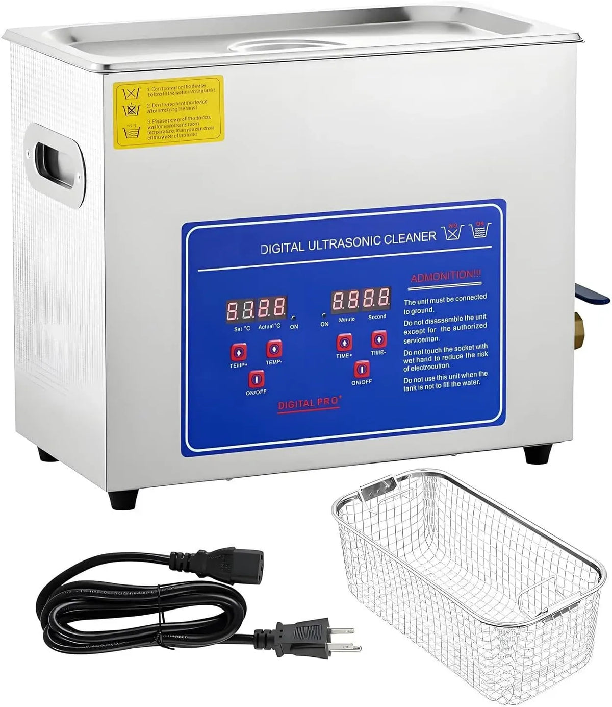 macchina per la, riscaldatore, Pulitore, vasca per pulizia a ultrasuoni, 10 L, 4.5 L, timer, industriale, professionale, funzione riscaldante