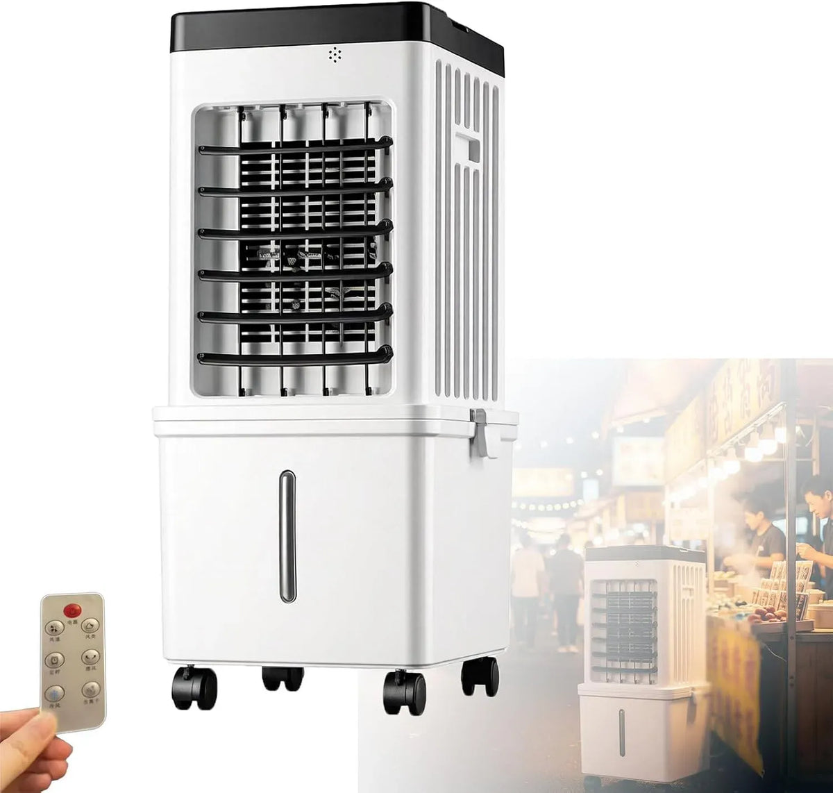 Condizionatore, 15 L, portatile, timer, 3 velocità, ampio serbatoio, Timer da 7,5 Ore, Serbatoio dell'Acqua da 15 Litri, 3 velocità per Casa