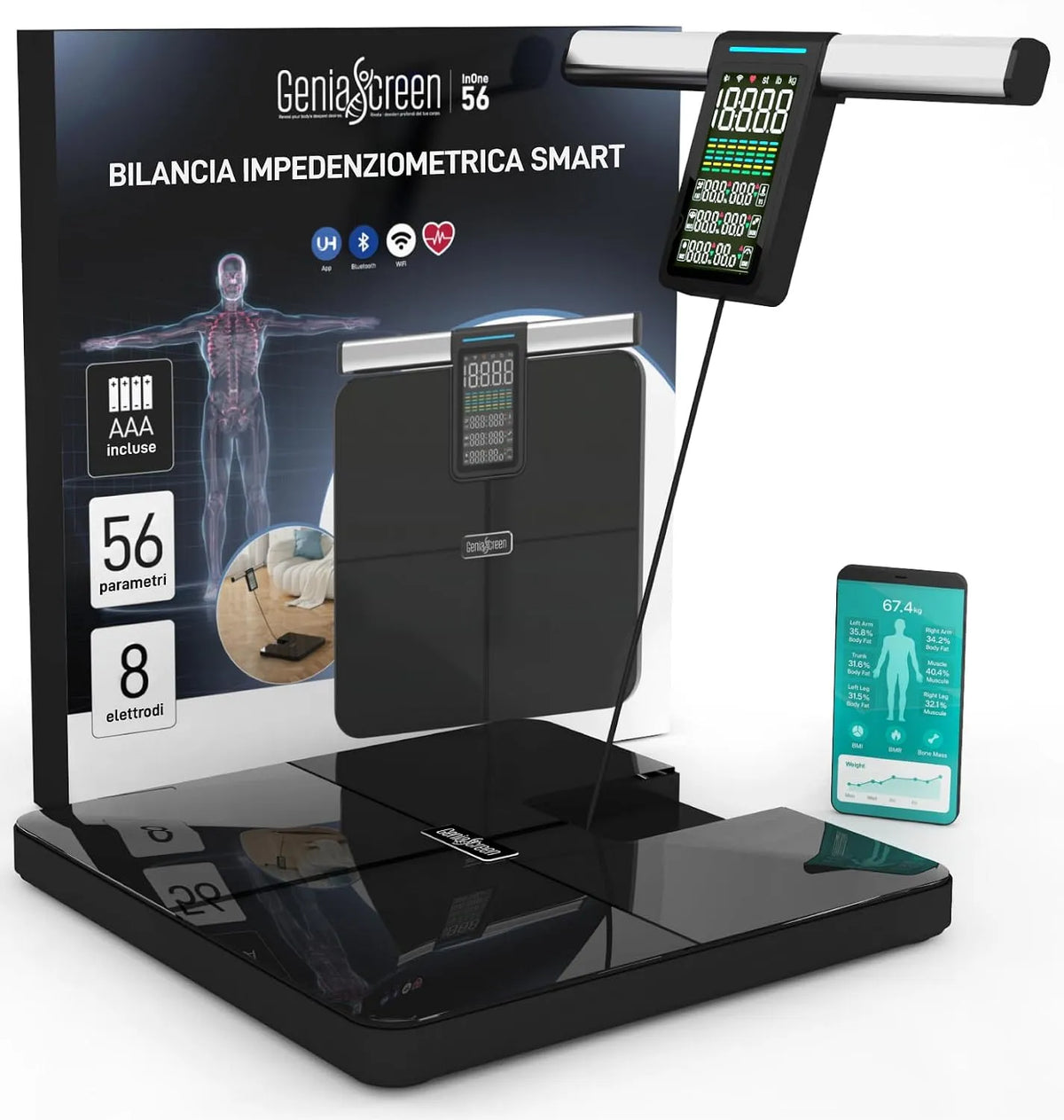 Pesapersone, Bilancia, Wi-Fi, professionale, Bilancia Impedenziometrica Professionale Smart Wi-Fi Pesapersone Digitale