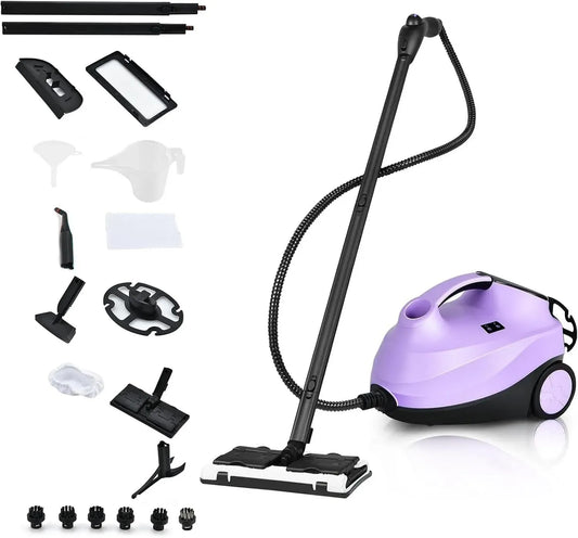 Pulitore a vapore RELAX4LIFE, 1,5 L, 2000 W, ampio serbatoio, uso su pavimenti, cucina, auto, finestre e divano, 19 Accessori, Tappeti, VIOLA