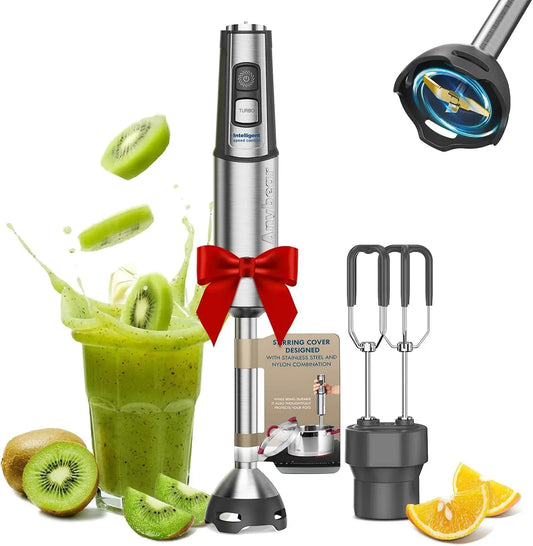 Frullatore, 1100 W, acciaio inox, 15 livelli di velocità e modalità turbo, motore in rame pieno e alloggiamento in acciaio inox