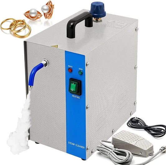 Pulitore a vapore, 2 L, 1300 W, argento, Macchina per la Pulizia a Vapore di Oro e Argento