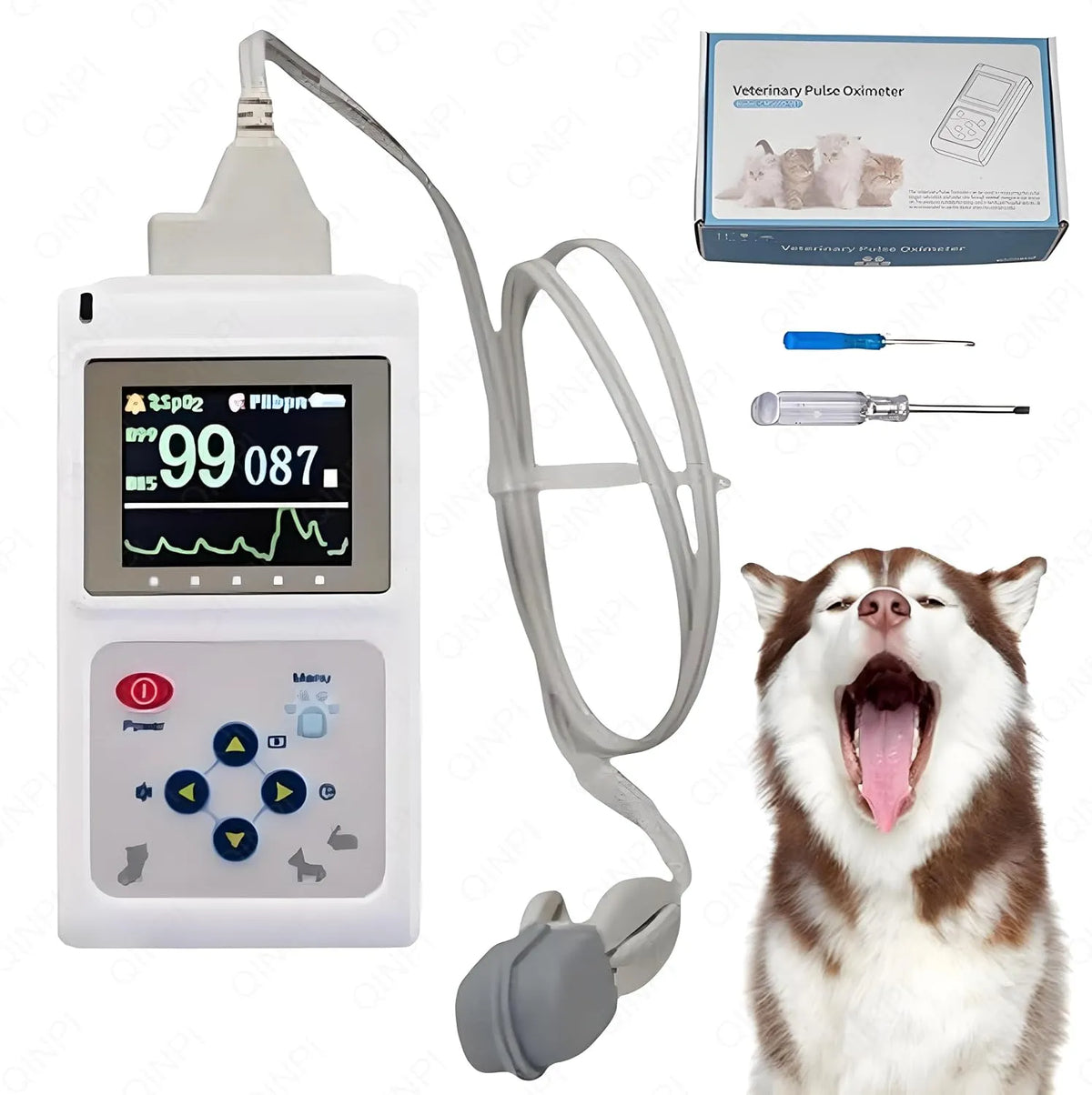 Monitor SpO2, portatile, misurazione 0%~100%, 7 Display di Lettura, pulsossimetro Portatile per veterinari