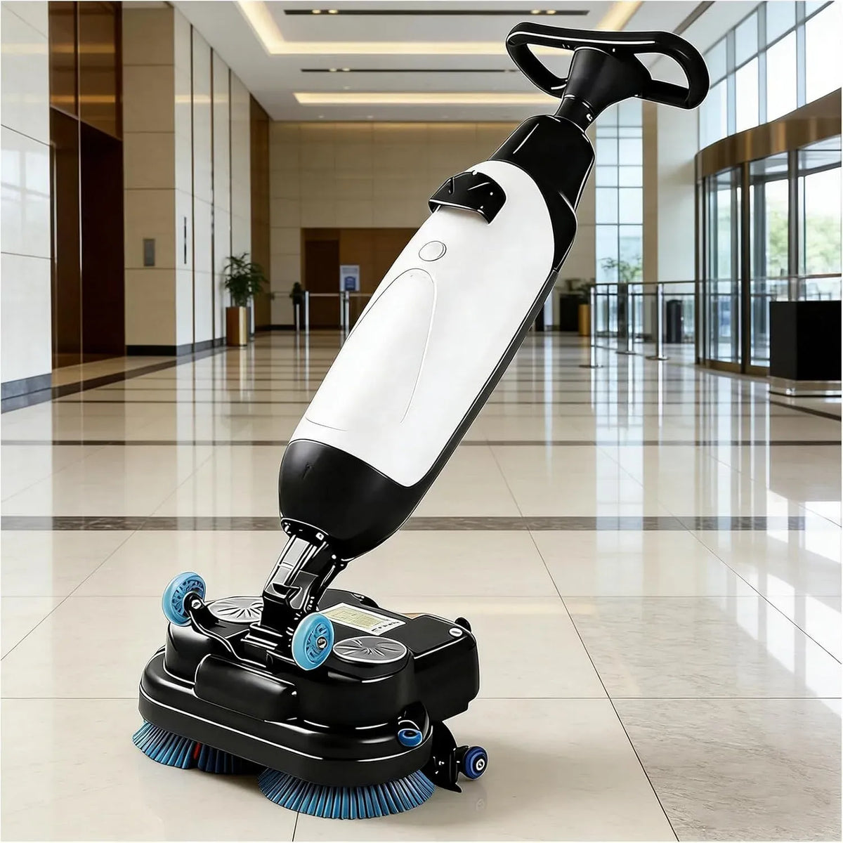 lavapavimenti elettrico, spazzola, 43 cm, 1200 m, professionale, senza fili, bianco, legno, per pavimenti in legno