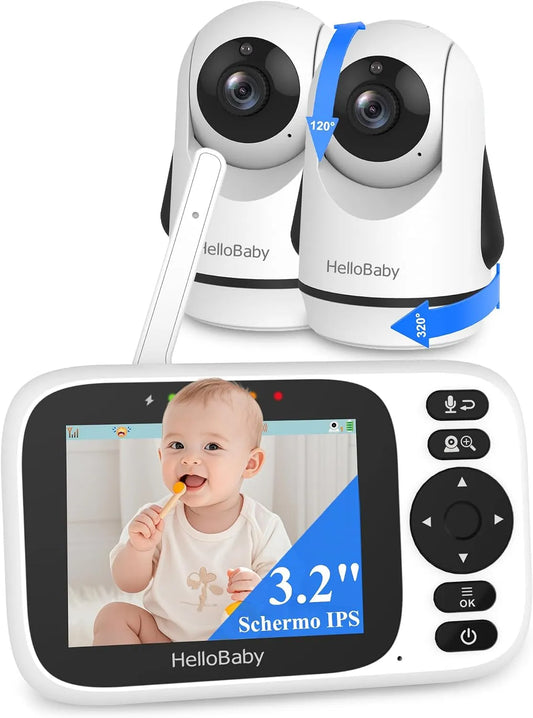 Monitor, HelloBaby, 2 zone di temperatura, 320° Telecamera Rotante, ECO