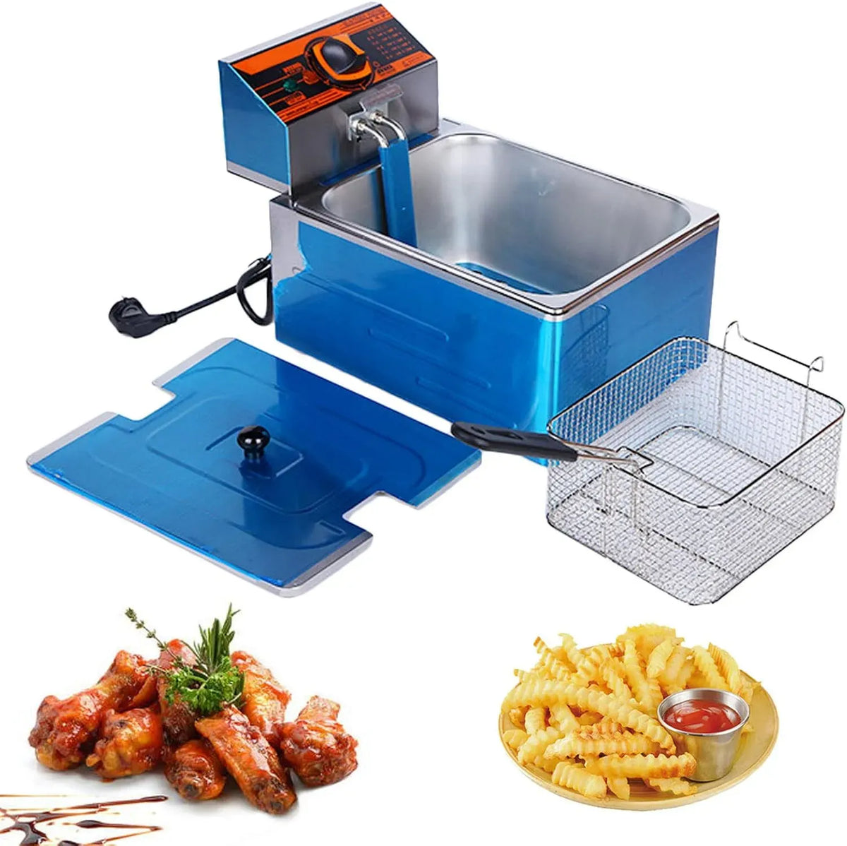 Friggitrice ad aria, 5,5 L, professionale, acciaio inox, 5,5 litri 11 litri Facile da pulire