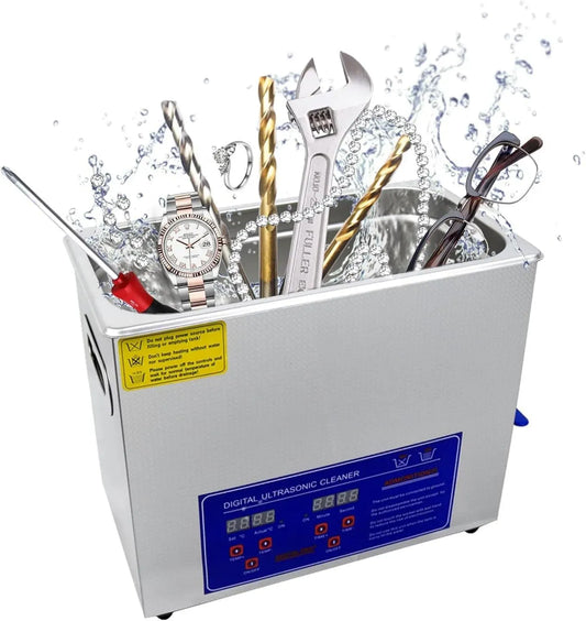 vasca per pulizia a ultrasuoni, Pulitore, 6 L, timer, industriale, funzione riscaldante, per la pulizia di parti di monete di strumenti di occhia