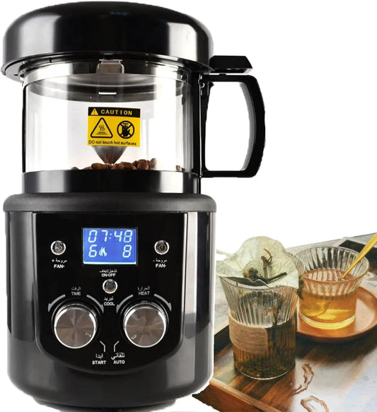 Arachidi, Macinacaffè Portatile, Tostatrice Per Tè E Caffè Con Pannello Visivo A Led, Tre Funzioni Di Controllo Di Fuoco, Vento E Temporizzazione