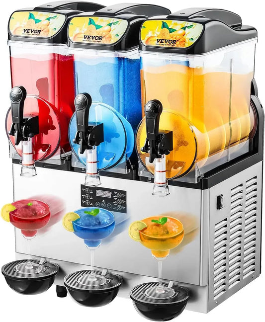 VEVOR 15Lx3 Macchina per Bevande, professionale, acciaio inox, per Bevande Ghiacciate Commerciale 15Lx3 in Acciaio Inox