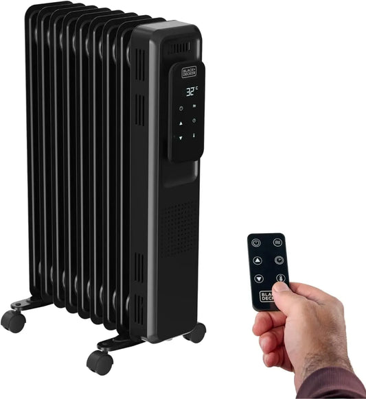 Black+Decker Termoventilatore, 2000 W, nero, stufa elettrica, Radiatore ad olio 2000W