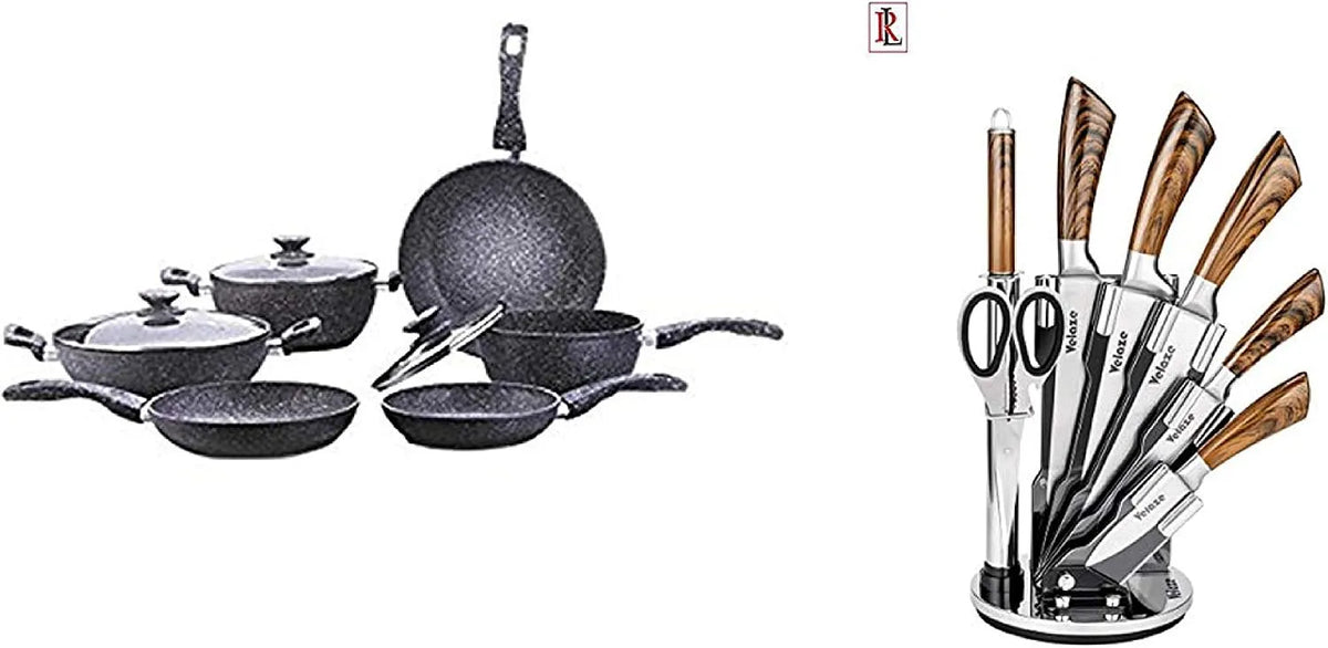 set di pentole e padelle, Batteria, 16 Pezzi, Set Batteria di PENTOLE Bavaria in Pietra LAVICA 16 Pezzi