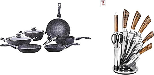 set di pentole e padelle, Batteria, 16 Pezzi, Set Batteria di PENTOLE Bavaria in Pietra LAVICA 16 Pezzi