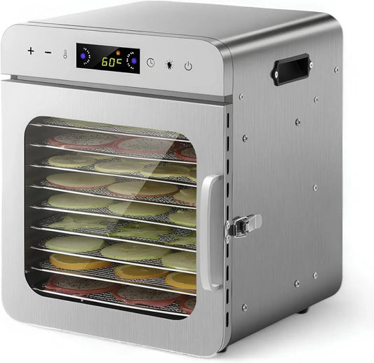 Asciugatrice, 400 W, acciaio inox, asciugabiancheria, Essiccatore Alimentare in Acciaio Inox con 10 Vassoi