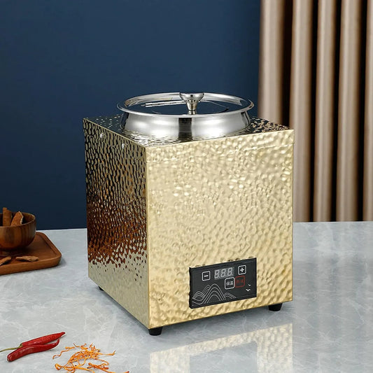 per Zuppe, Scaldazuppe Commerciale, Scaldavivande Elettrico da 10 Litri con Pannello Touch LCD, Temperatura Regolabile da 30 a 85 °C, Design Diviso