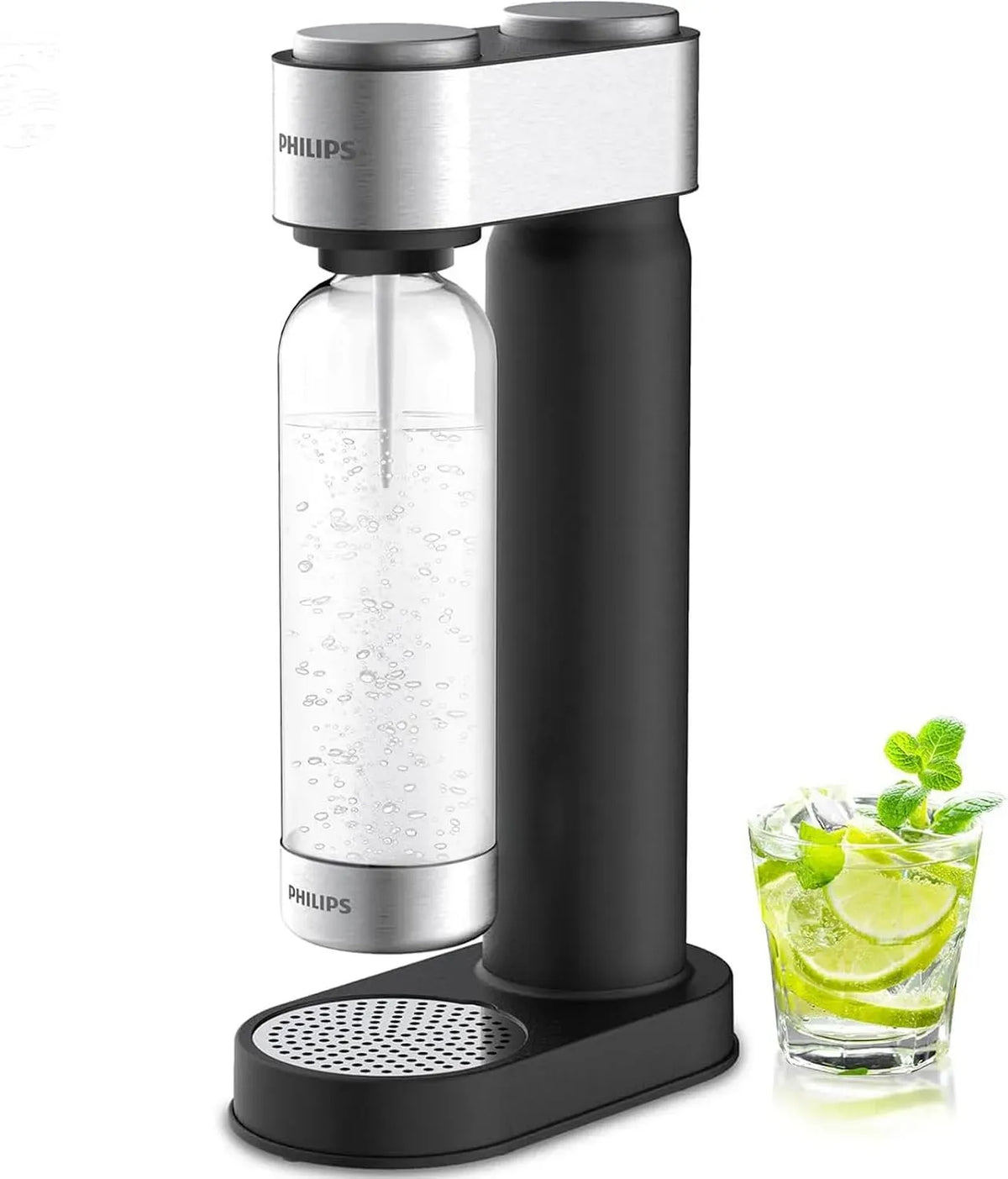 Philips CO2 Macchina per acqua, bottiglia, 1 L, 60 L, pannello IPS, acciaio inox, per acqua frizzante in acciaio inox per la casa con rota