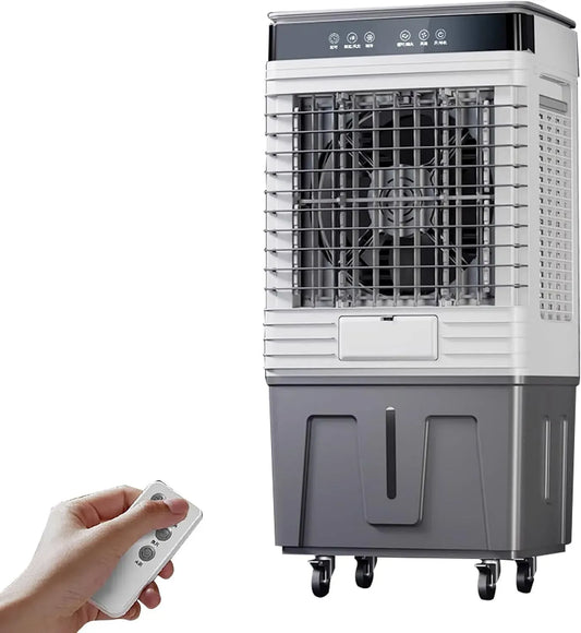 Telecomando, Raffrescatore evaporativo Industriale, per Garage e Uso Esterno, Serbatoio da 110 Litri, 3 funzioni in 1, Oscillazione a 120°