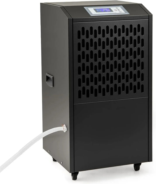 Deumidificatore, GYMAX 118L/Giorno 0-24H, portatile, ruote di trasporto, timer, industriale, professionale, nero