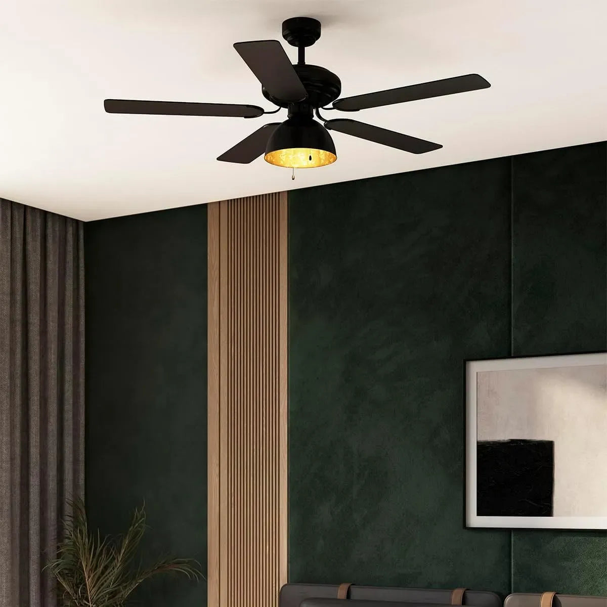 Ventilatore, Qazqa licht88, industriale, decorazione del soggiorno, nero, 1 luce, Ø 1300 mm