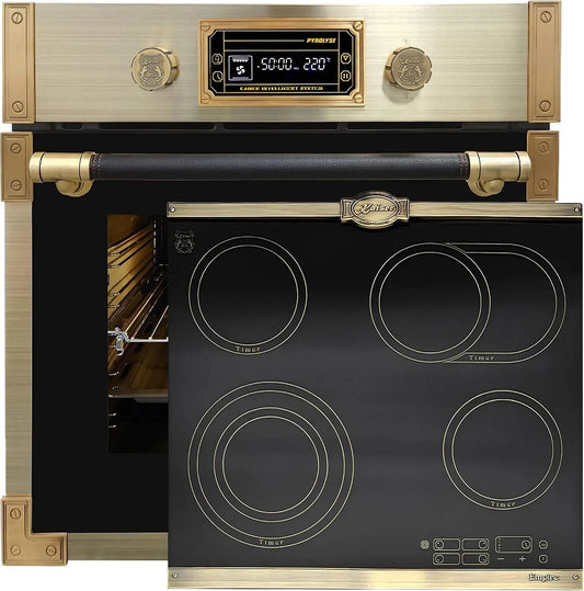 Piano cottura in vetroceramica EH 6427, 73 L, da incasso, Kaiser Forno a pirolisi AD+KCT 6185 IEm, 4 QickHeat