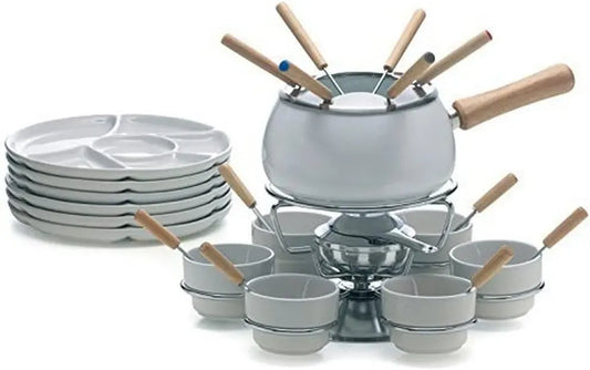 Fonduta, 28 Pezzi, legno, Excelsa Convivio Servizio Fonduta 28 Pezzi