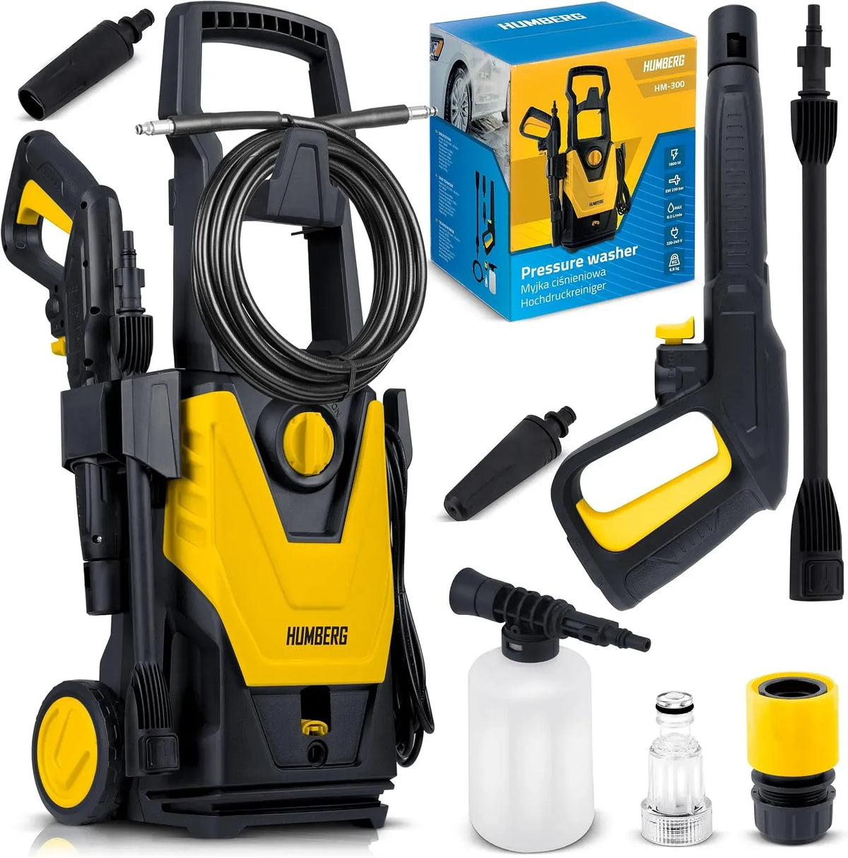 Pompa, 1800 W, 230 bar, 6 m, professionale, alluminio, per giardino