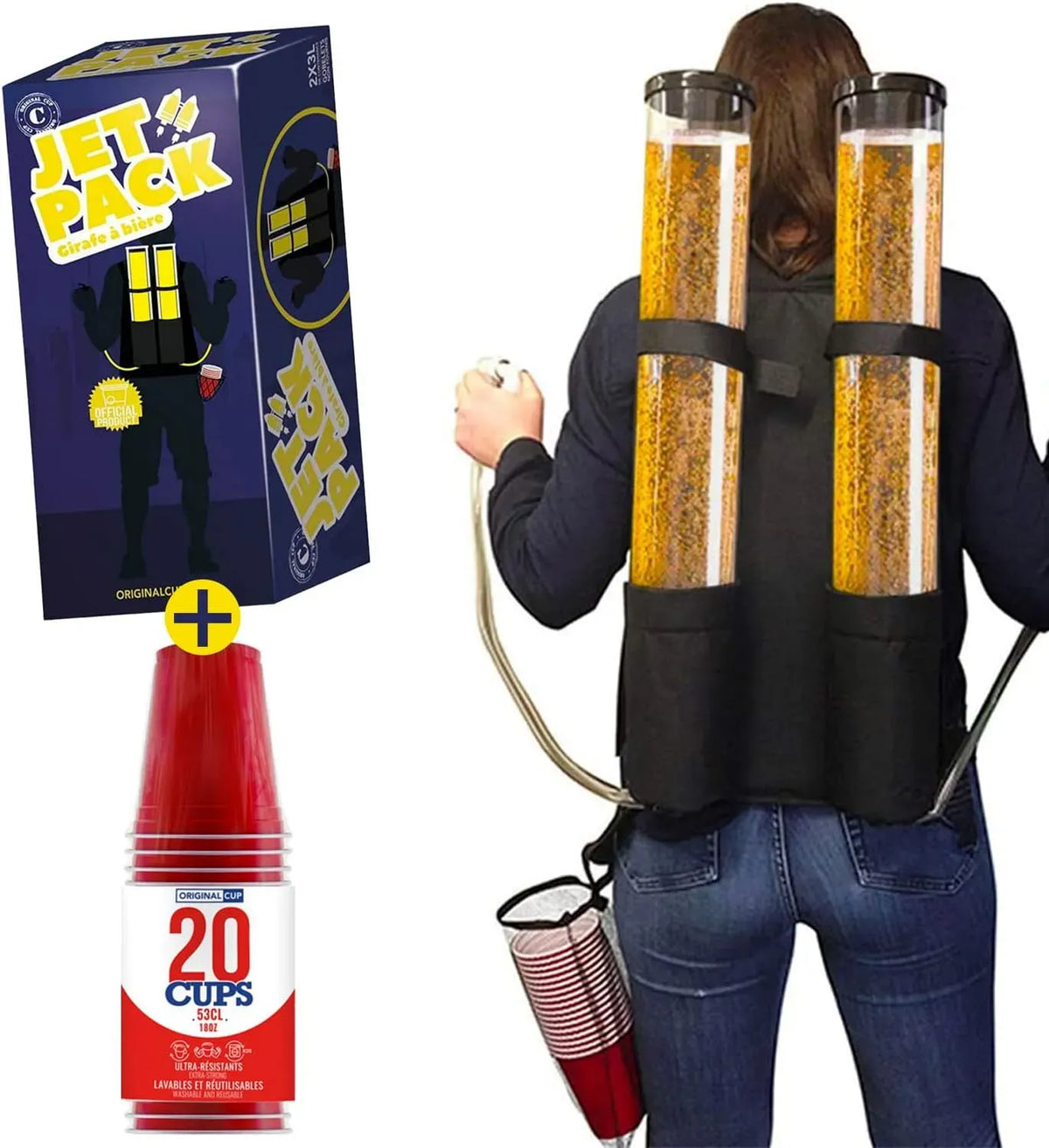 Giraffa Birra Double Jet + 20 bicchieri ufficiali originali rossi