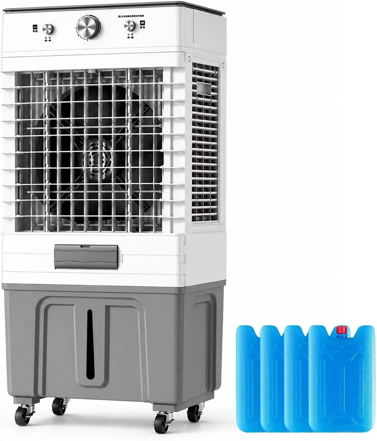 Condizionatore, 45 L, 2000 m³/h, timer, 3 velocità, ampio serbatoio, professionale, evaporativo da 45 litri con doppio serbatoio dell'acqua