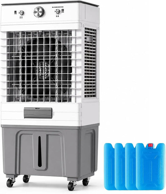 Condizionatore, 45 L, 2000 m³/h, timer, 3 velocità, ampio serbatoio, professionale, evaporativo da 45 litri con doppio serbatoio dell'acqua
