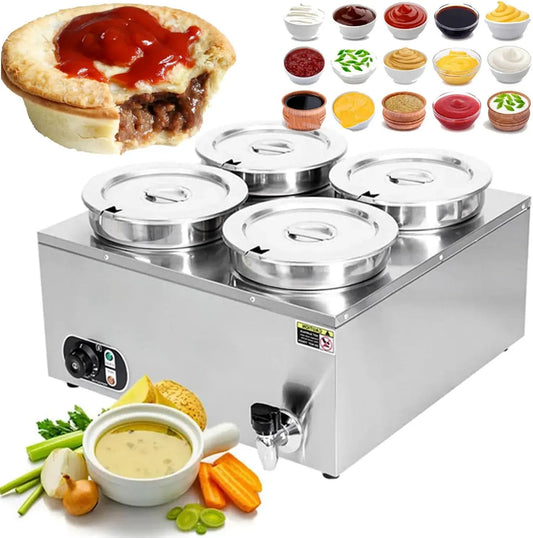 Scaldazuppa Elettrico, Scaldasalsa per Zuppa, Controllo della Temperatura 50-85 ℃, Scaldavivande a Buffet, Coperchi