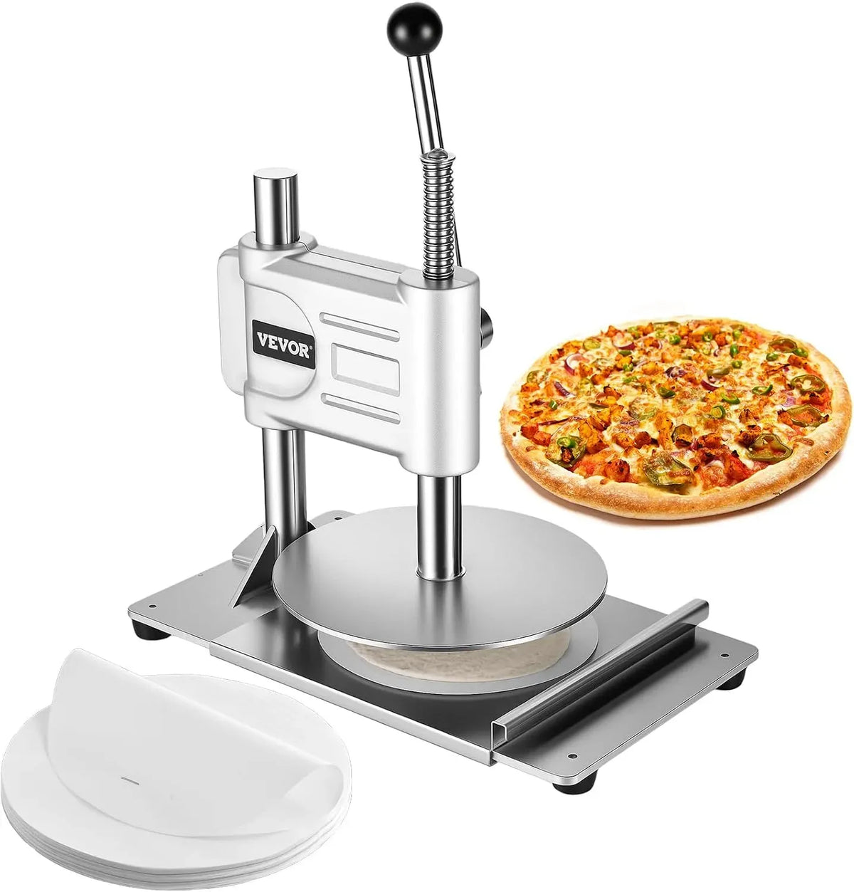 VEVOR Forno elettrico per pizza, acciaio inox, Macchina per Pressatura Manuale della Pasta per Pizza
