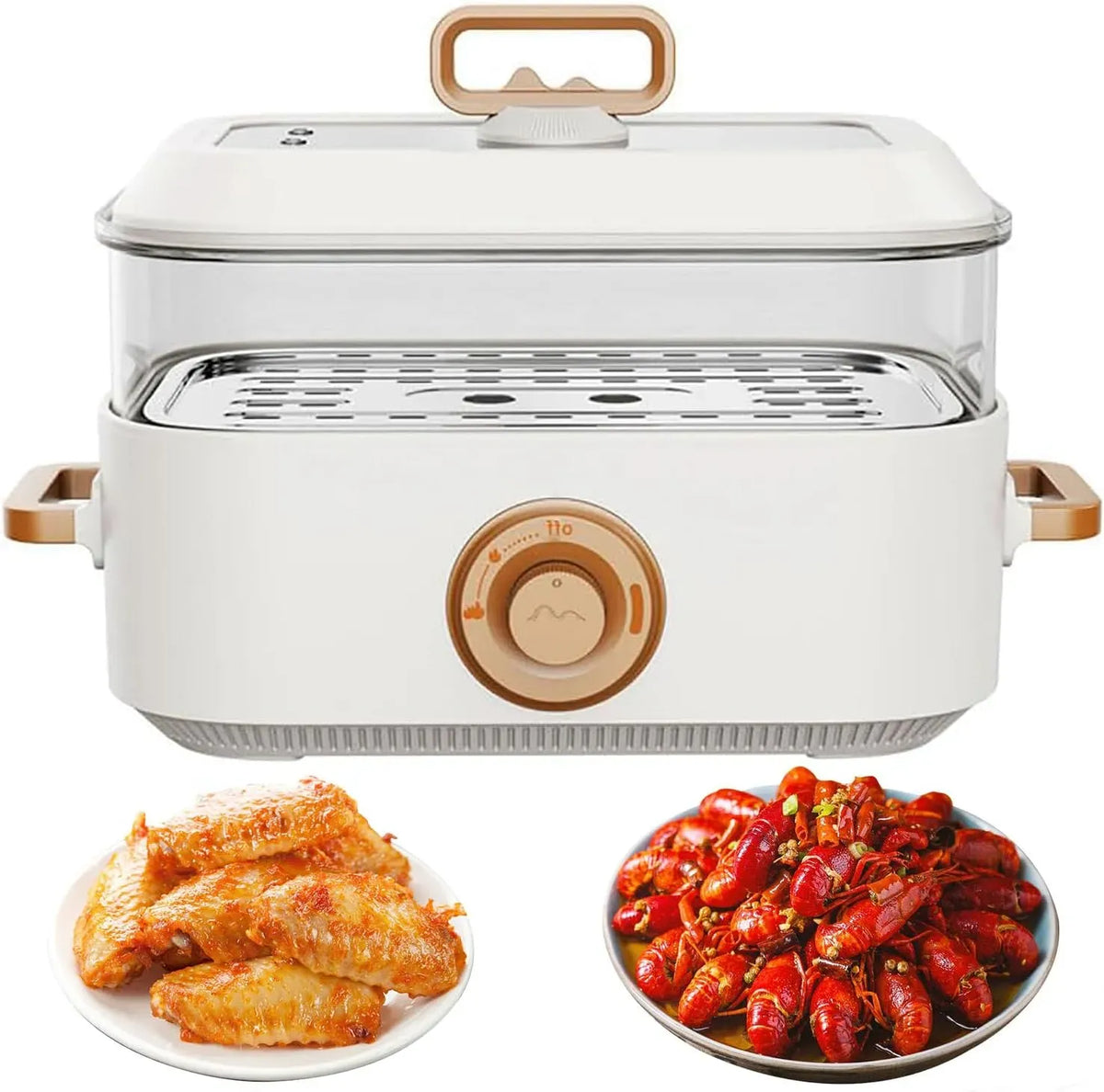 Vaporiera Elettrica, Cereali, per Vassoi a Vapore Rimovibili per Cucinare Carne, Vaporiera per Verdure a 2 Livelli in Acciaio Inossidabile da 5 Litri