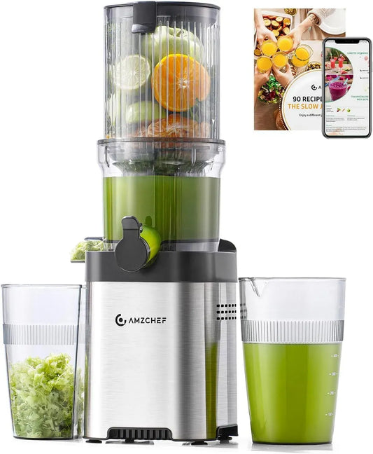60RPM estrattore di succo e spremiagrumi, Juicer, classe energetica A, 120 mm, acciaio inox, AMZCHEF