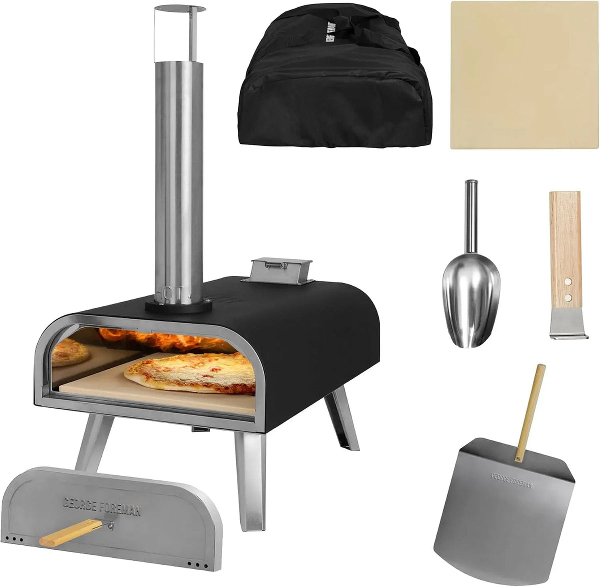 Forno elettrico per pizza GFWPPO2BPC, 40,6 cm, portatile, esterno, nero